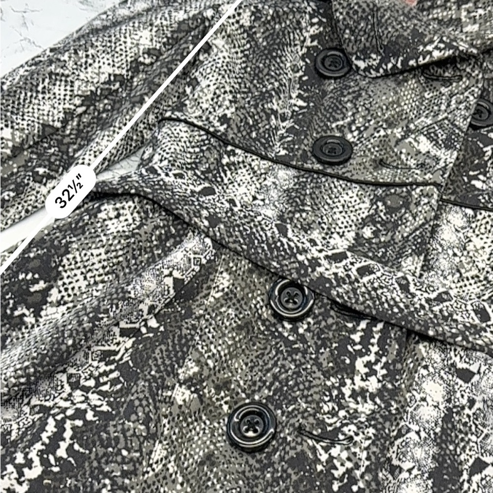 Y2K Candie's Black Grey & White Snake-Print Trench Coat with Belt Size Medium - Picture 10 of 12